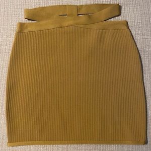 Lulu’s mustard yellow mini skirt with cutouts